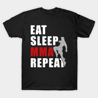 MMA Mixed Martial Arts Octagon Fighters Kickboxing Eat Sleep MMA Repeat T-Shirt